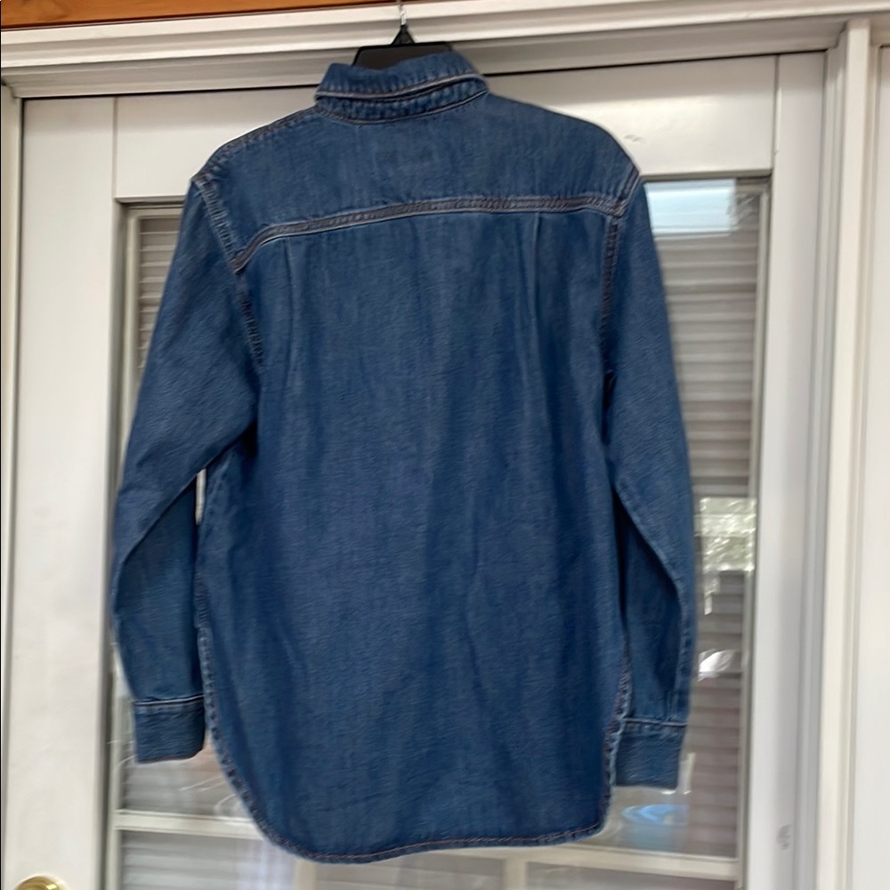 Loft Blue Denim Button-Up Shirt. N W T. MP. - Picture 2 of 5